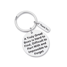 Load image into Gallery viewer, Boss Appreciation Gift Birthday Keychain for Supervisor Leader Thank You Gifts Mentor Retirement Gift Leaving Gift from Coworker Colleague Farewell a Truly Great Boss Is Hard To Find Christmas Key Rin
