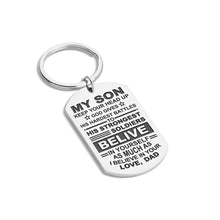 Load image into Gallery viewer, To My Son Inspirational Christmas Gif Keychain for Boys Teenage Kids from Dad Father In Law Men Birthday College Graduation Encouragement Stocking Stuffers Key Ring Gifs Family
