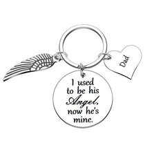Load image into Gallery viewer, Dad Memorial Gift Keychain for Loss of Father Daughter Son in Memory of Daddy Remembrance Jewelry Sympathy Gift I Used to Be His Angel Keyring
