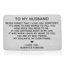 Load image into Gallery viewer, I Love You Gifts to Husband Engraved Wallet Card Insert for Valentines Day Christmas to Men Boyfriend Anniversary Birthday Wedding Father's Day Gift from Wife Girlfriend Groom Fiance Romantic gift
